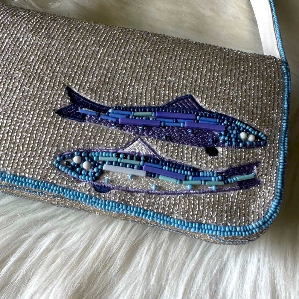 Anthropologie THE FIONA BEADED BAG: FOOD & DRINK EDITION 97579502 Sardines Fish - Picture 3 of 6